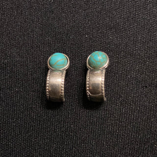 Boucles d’oreilles plaquées argent pierre bleu turquoise Shabada