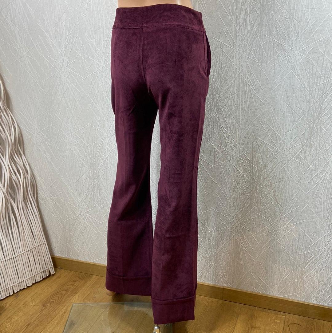 Pantalon violet en velours côtelé taille mi-haute flare pattes d’éléphant Osa - Offre-Unique