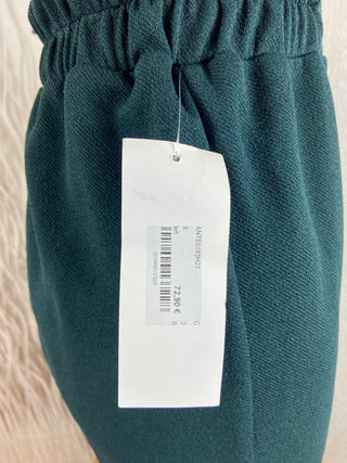 Pantalon vert foncé taille haute élastique fabrication française Gévana