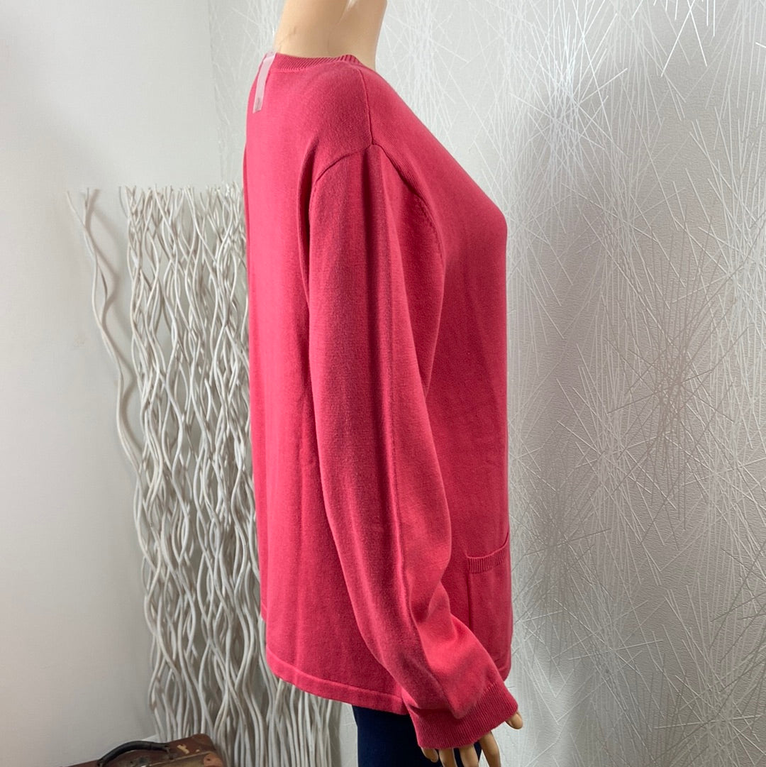 Gilet cardigan coton rose framboise Clone