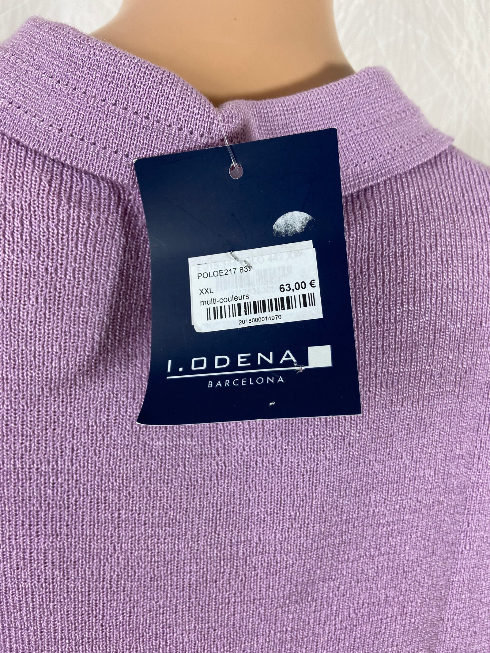 Pull léger violet col polo manches courtes Iodena