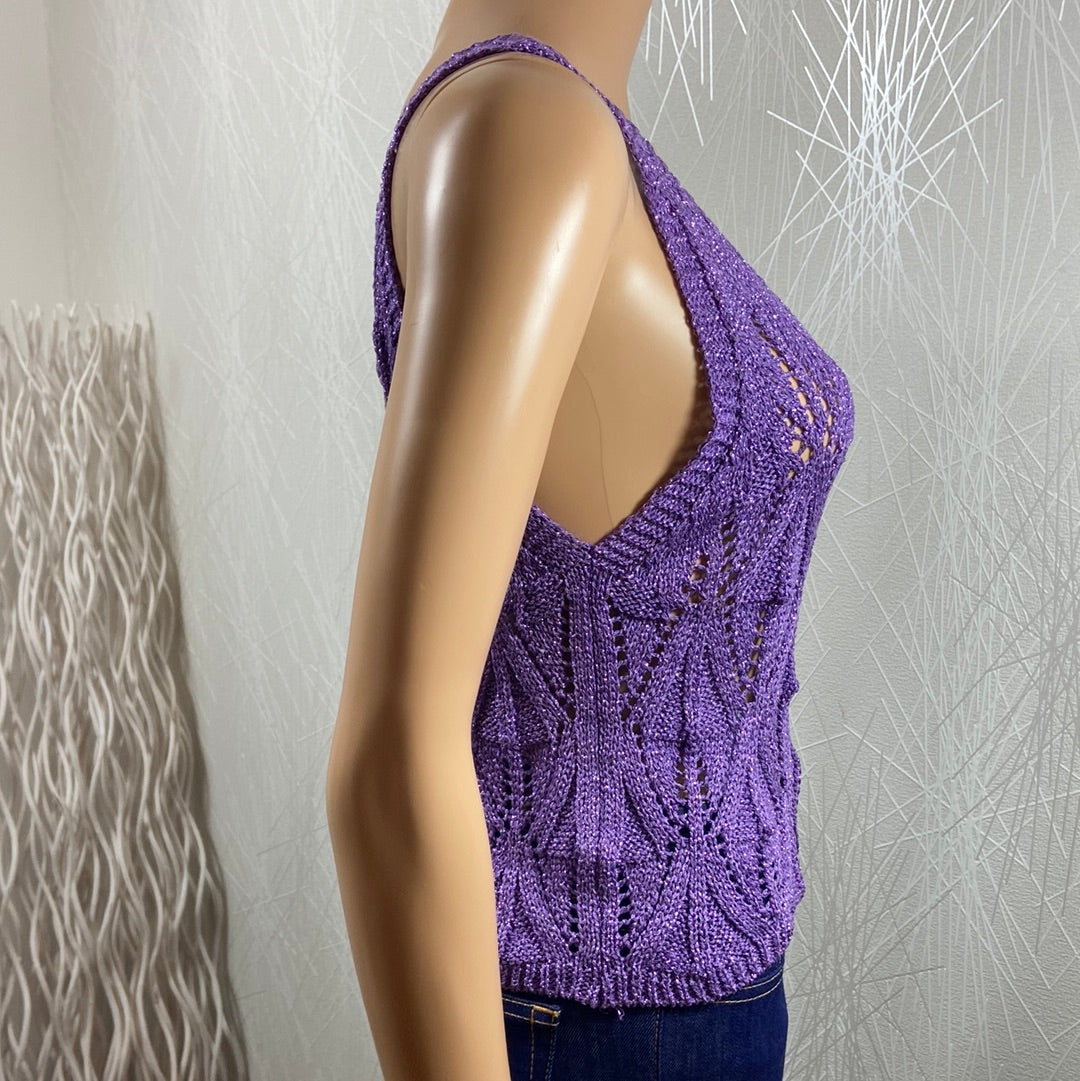 Pull sans manches violet brillant Made In Italy