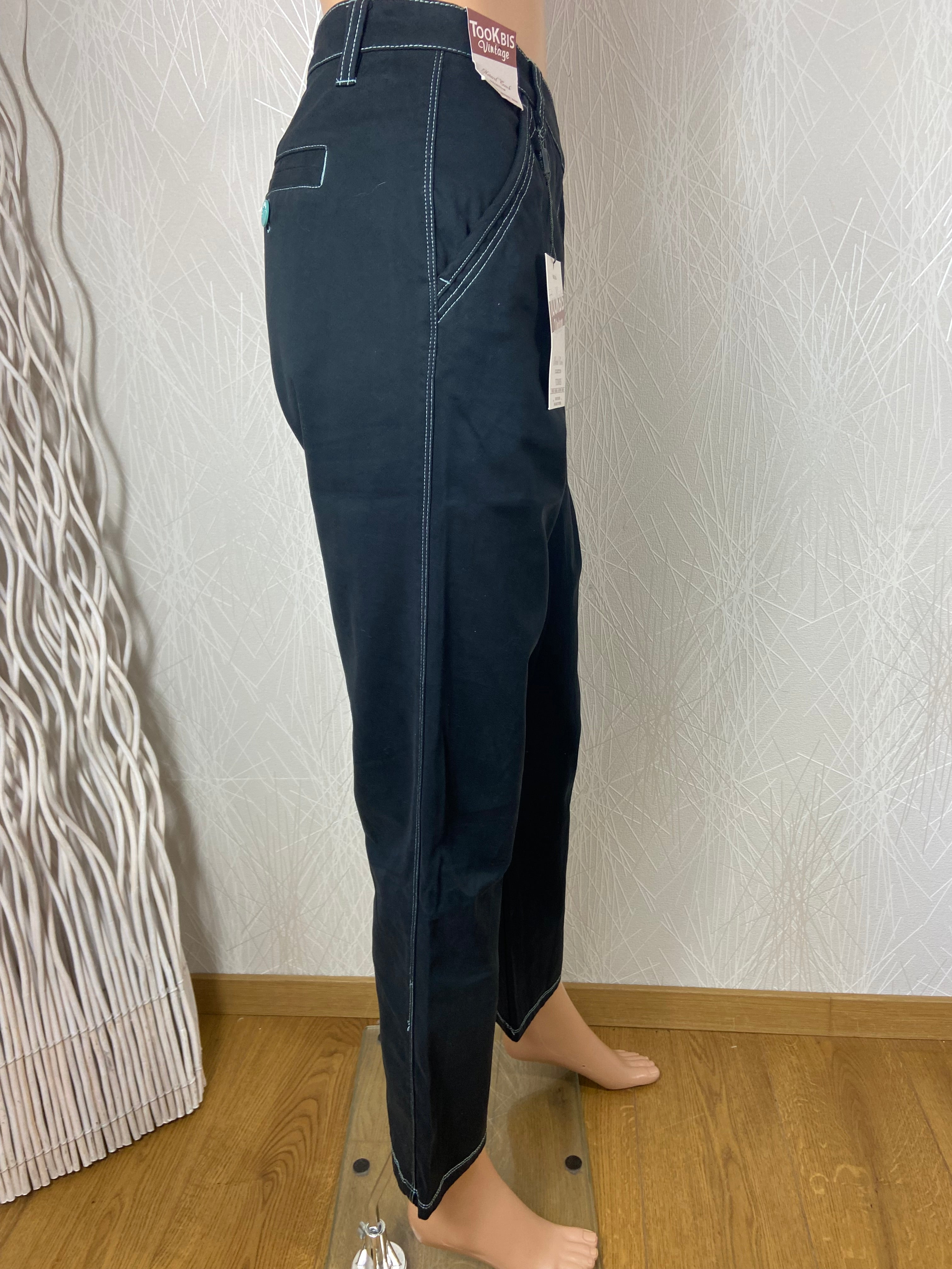 Pantalon noir en toile coupe droite Too Kbis Vintage