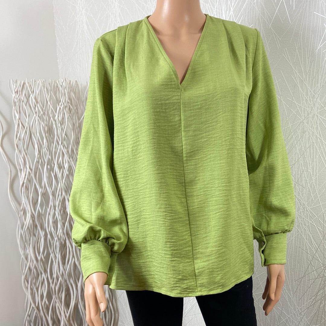 Blouse verte coupe ample plis col V New Collection - Offre-Unique