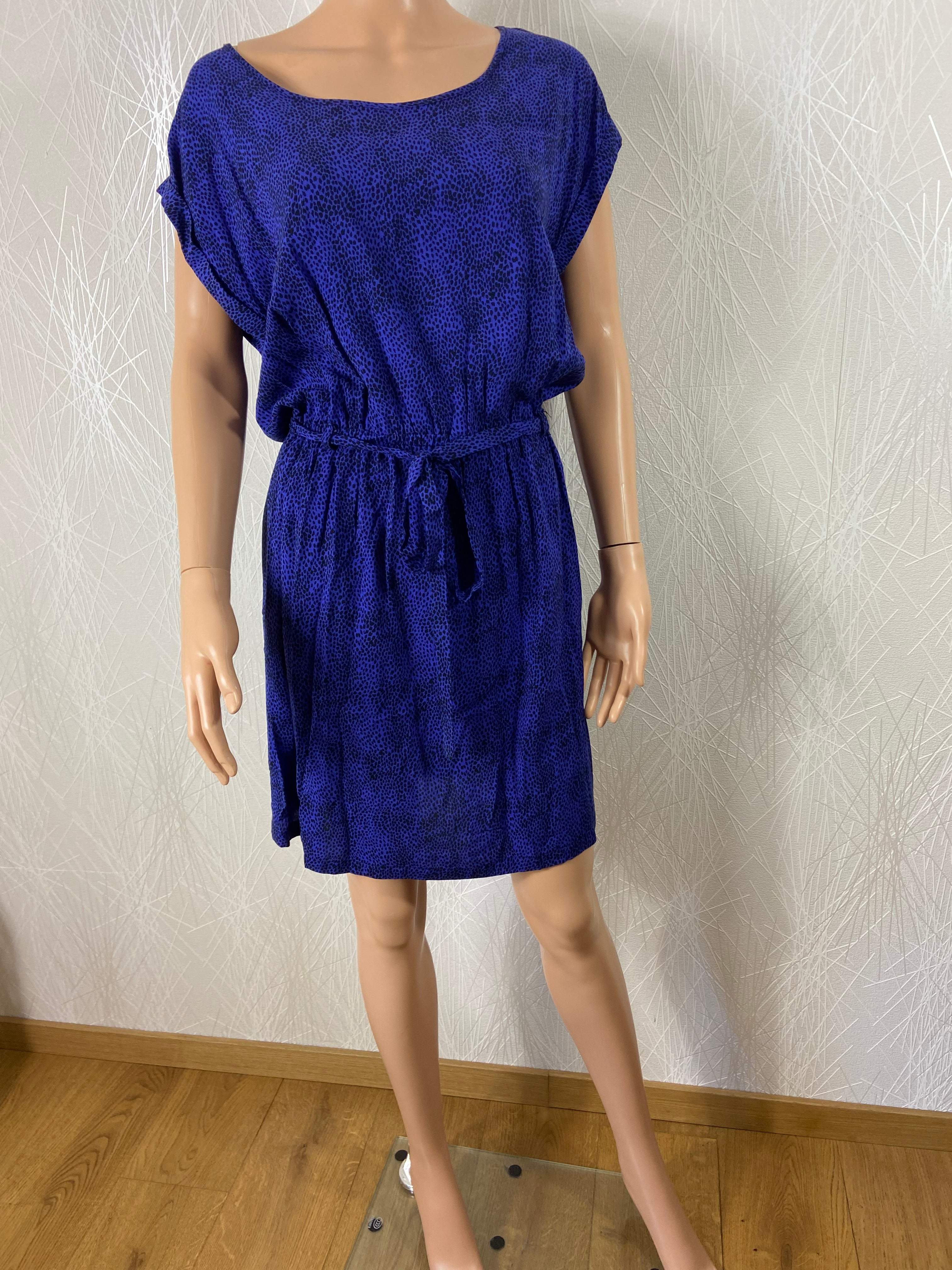 Robe bleue manches courtes motif léopard Arkitect