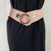 Ceinture rose élastique femme boucle crochet argentée - Offre-Unique