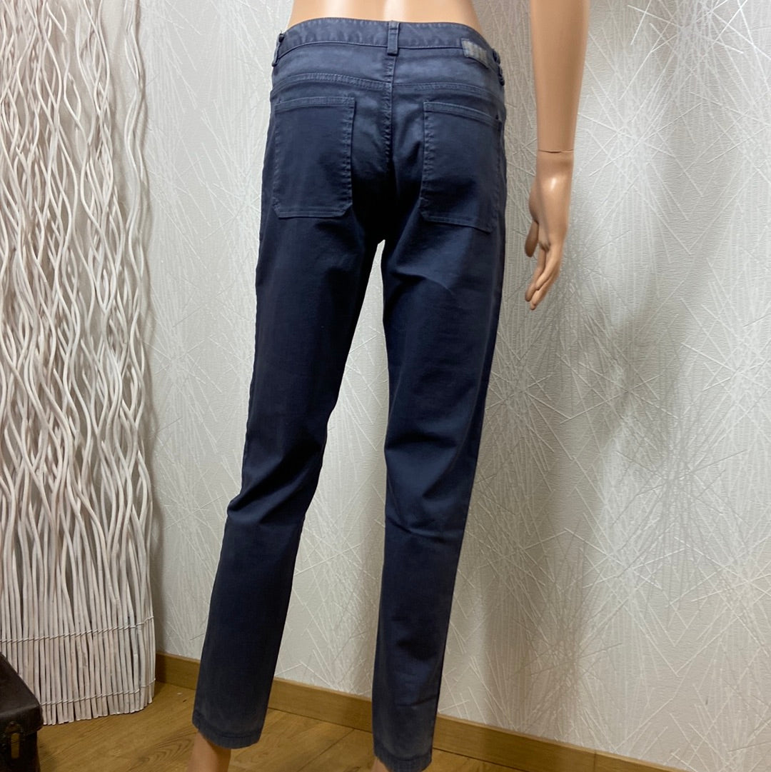 Pantalon bleu délavé taille mi-haute coupe droite Pako Litto