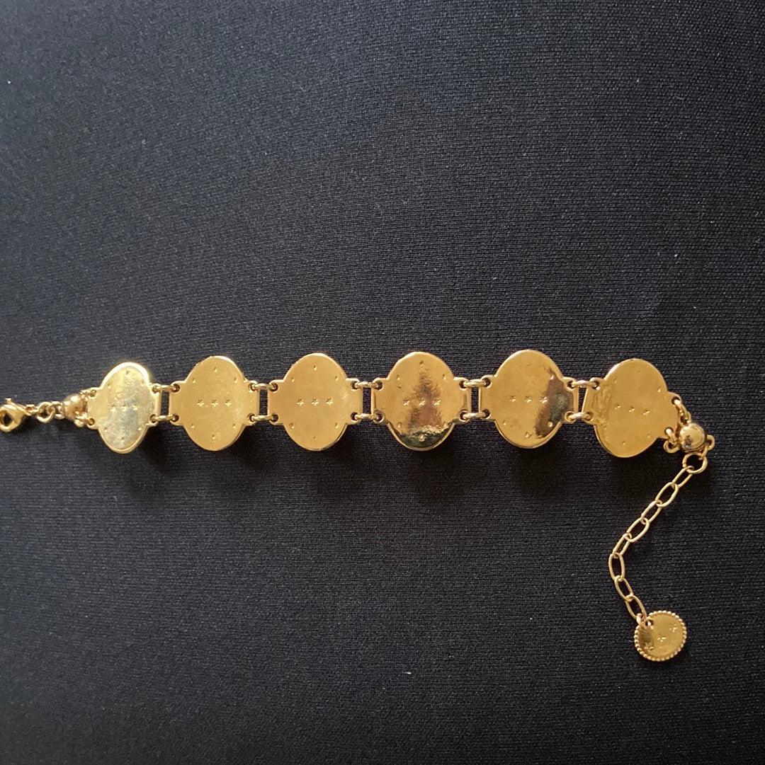 Bracelet plaqué or pierres semi précieuses rouge Shabada - Offre-Unique