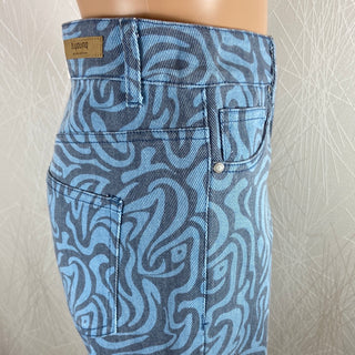 Original jeans bleu imprimé femme taille haute Bykato Bykura B.Young