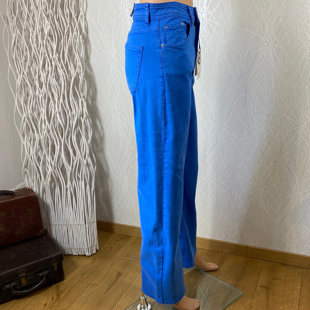 Pantalon coton couleur taille haute coupe regular ample Bykato Bylydia Wide Jeans B.Young