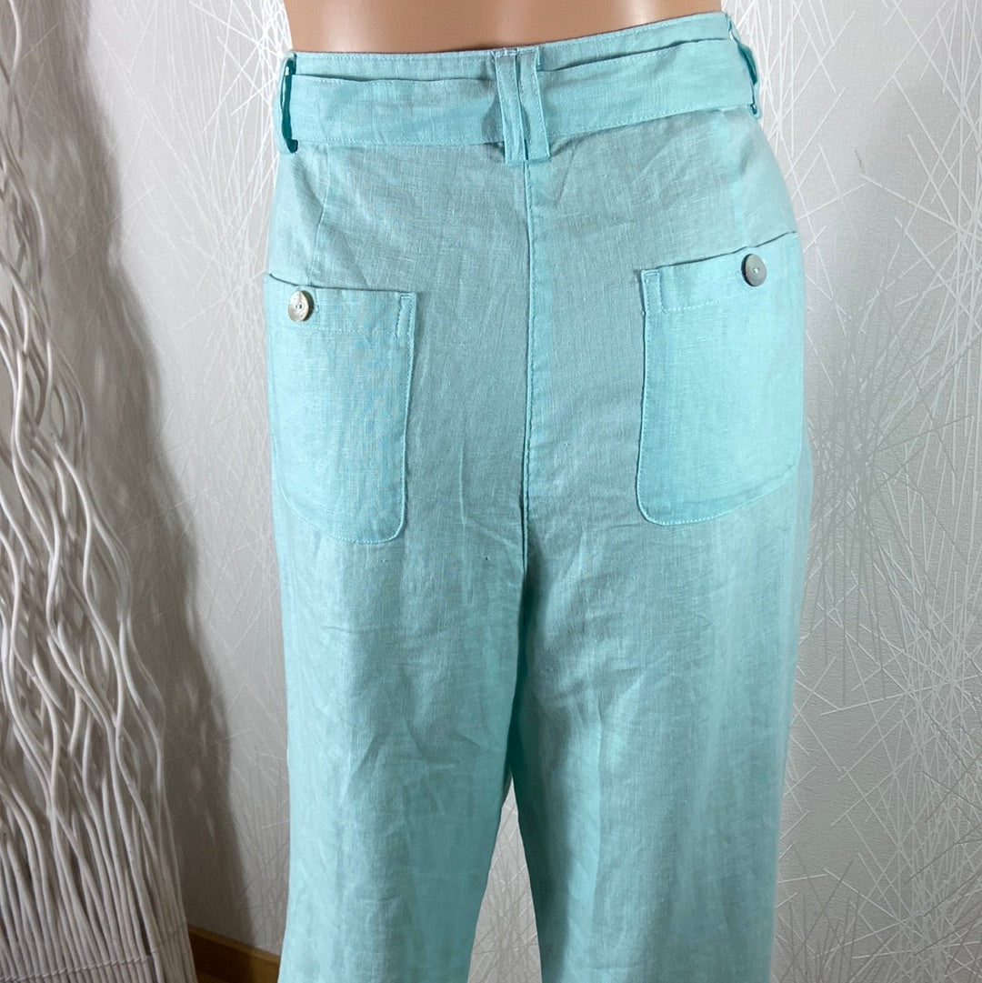 Pantalon femme en lin taille haute coupe droite 100% lin Julie Guerlande - Offre-Unique