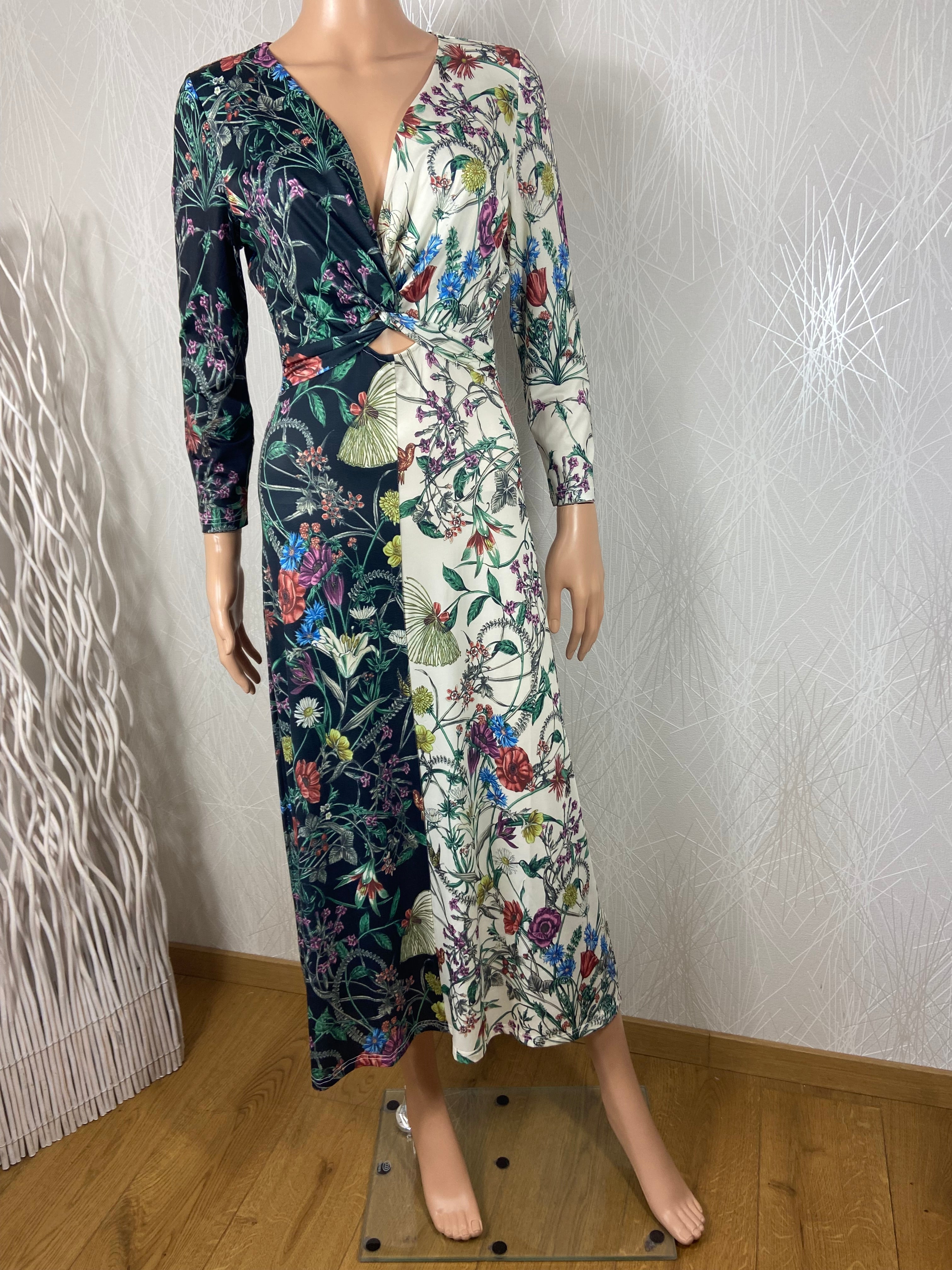 Robe longue multicolore manches 3/4 décolleté cache coeur Venus