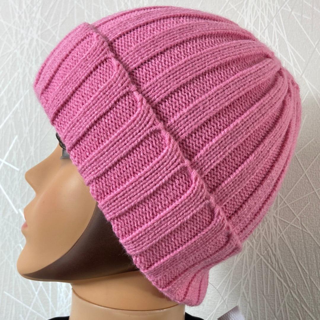 Bonnet pour femme tricot rose - Offre-Unique