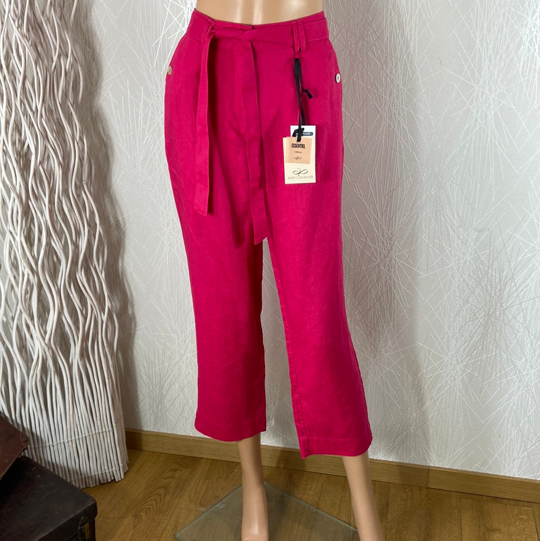 Pantalon femme en lin taille haute coupe droite 100% lin Julie Guerlande