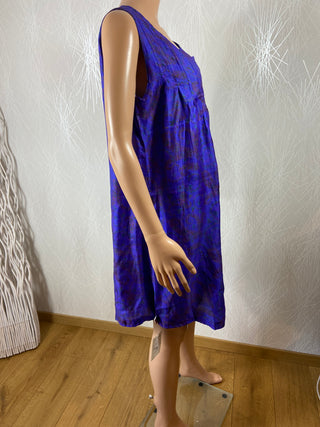 Robe bleue en soie sans manches réversible Namaste