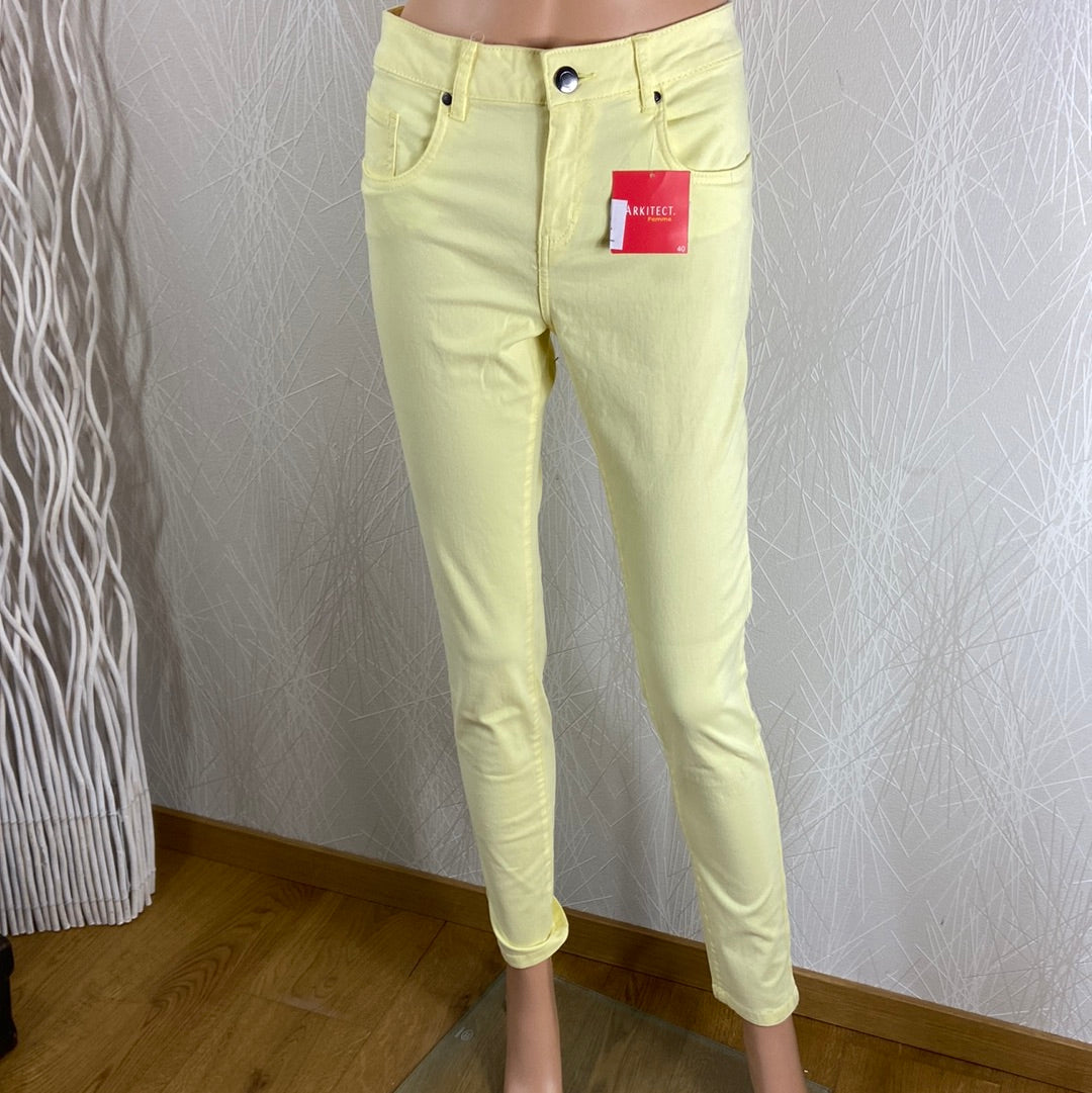 Pantalon jaune femme toile coton taille haute Arkitect