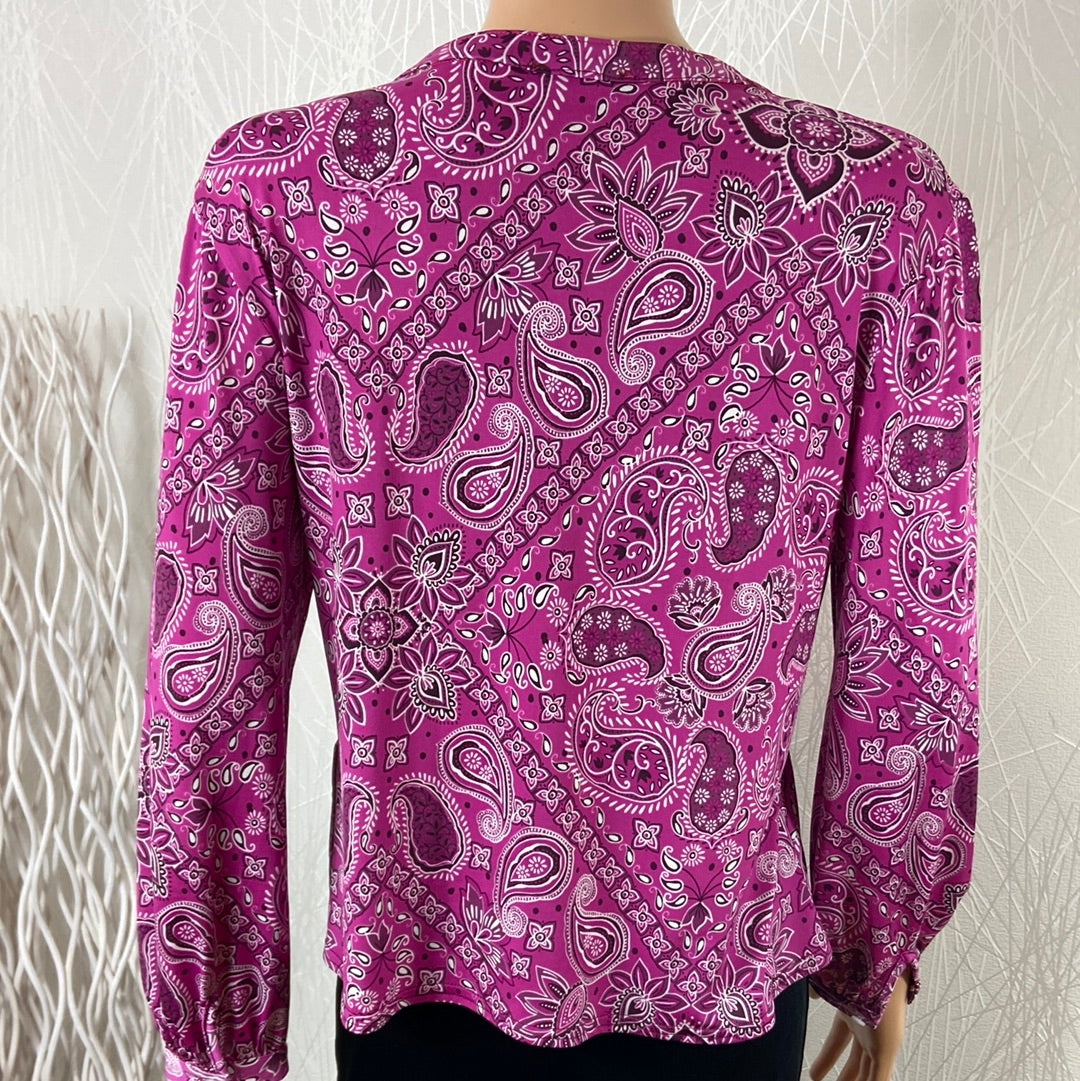 Blouse rose fluide motifs cachemire manches longues Le Singe de Julie