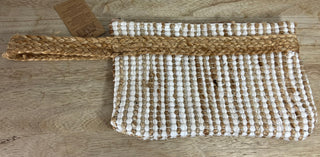 Sac pochette en coton et  jute de fabrication artisanale.