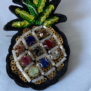 Broche bijoux femme ananas sequins perles multicolores