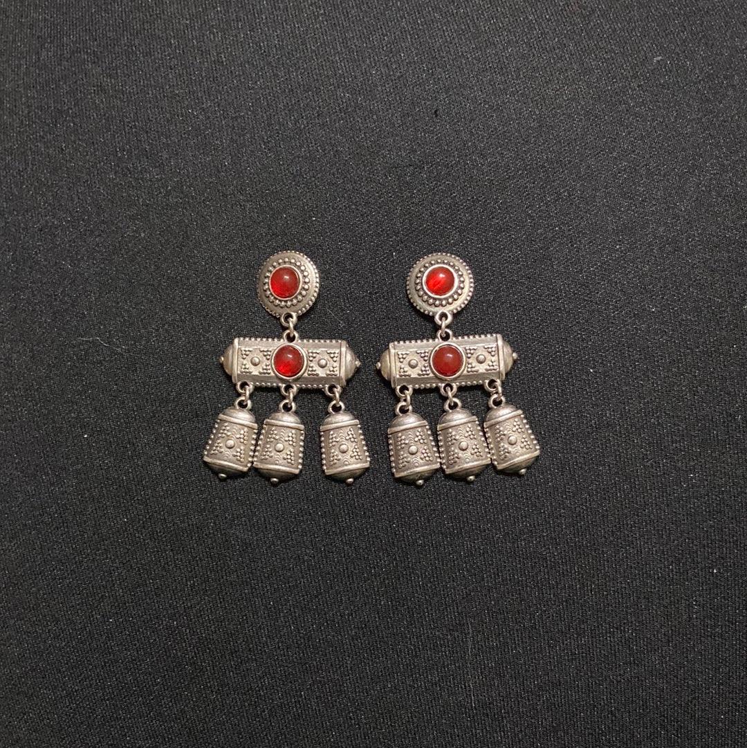 Boucles d’oreilles pendantes plaqué argent pierre semi-précieuse brune orangée Shabada - Offre-Unique