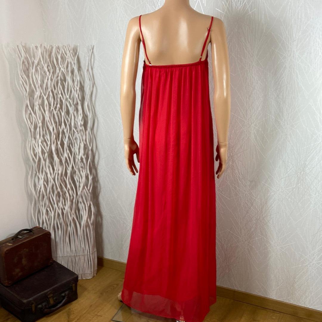 Robe fluide rouge longue doublée cocktail soirée bretelles réglables Traffic People - Offre-Unique