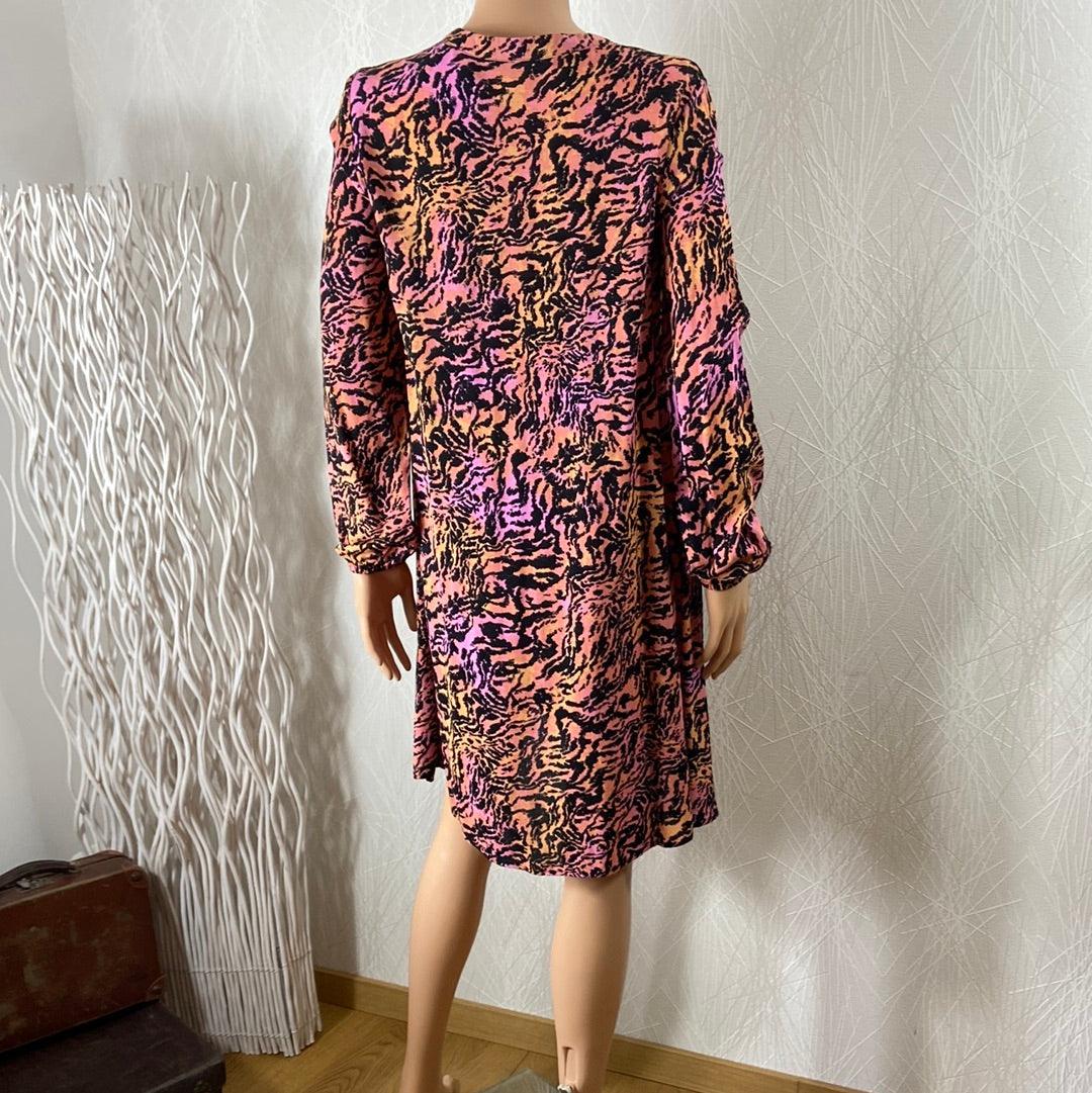 Robe manches longues rose motif tigre Byjosa Tunic Dress B.Young - Offre-Unique