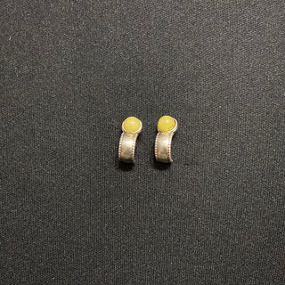 Boucles d’oreilles plaquées argent pierre jaune Shabada