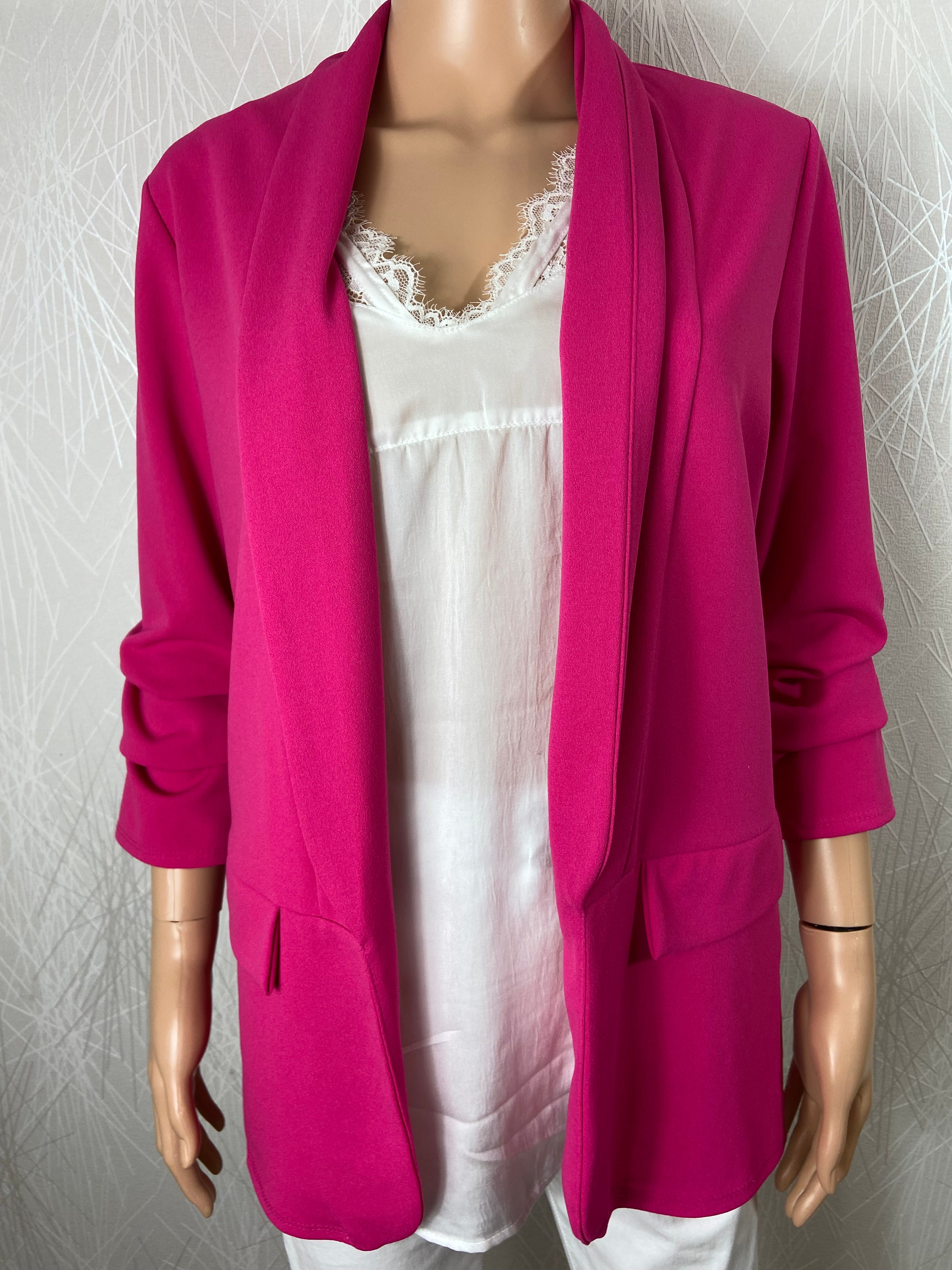 Veste rose femme manches 3/4 bord à bord New Collection