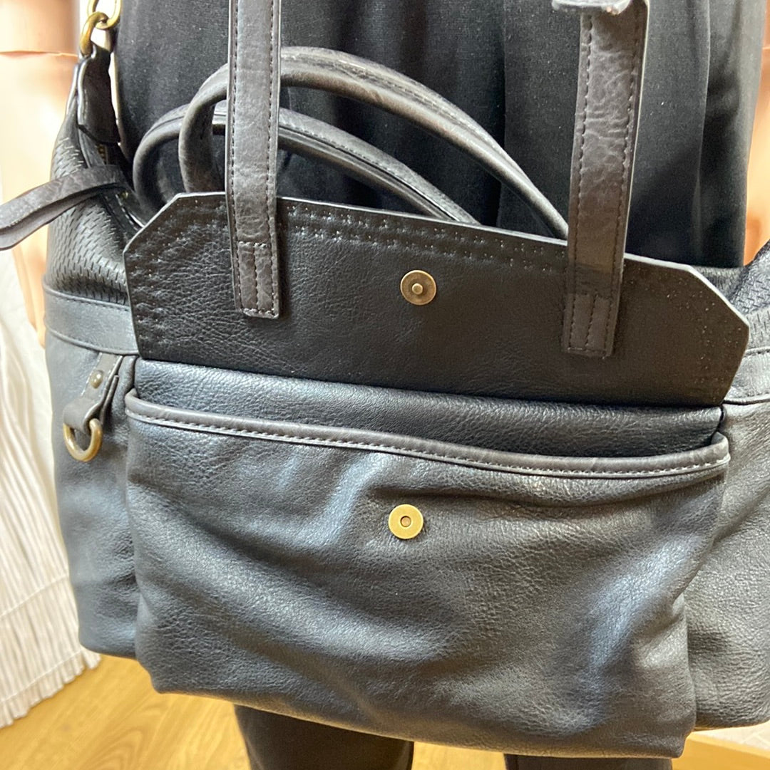 Sac à main noir à bandoulière et anses cuir synthétique Articles de Paris