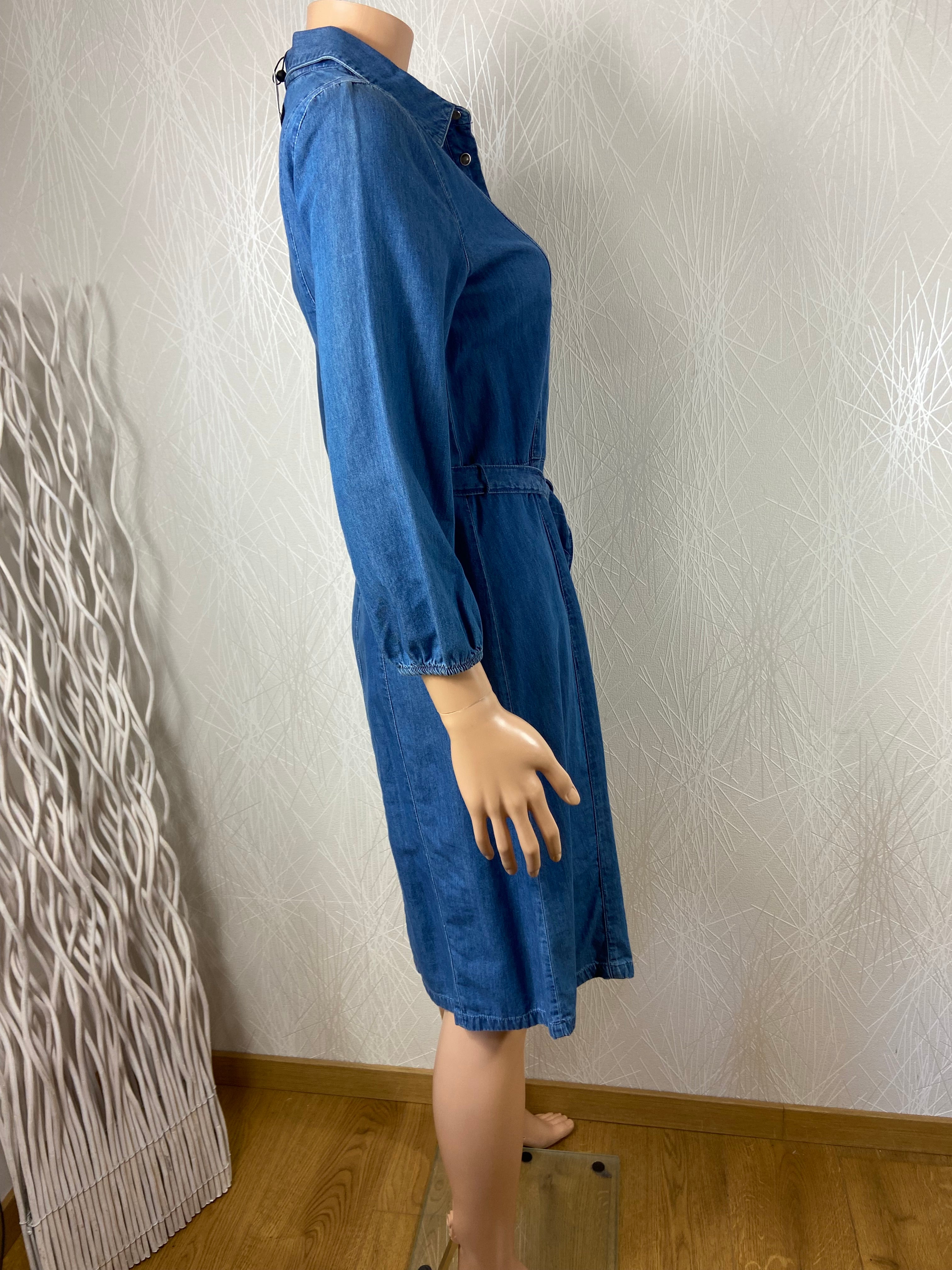 Robe coton en tissu bleu jeans denim manches 3/4 Peppercorn