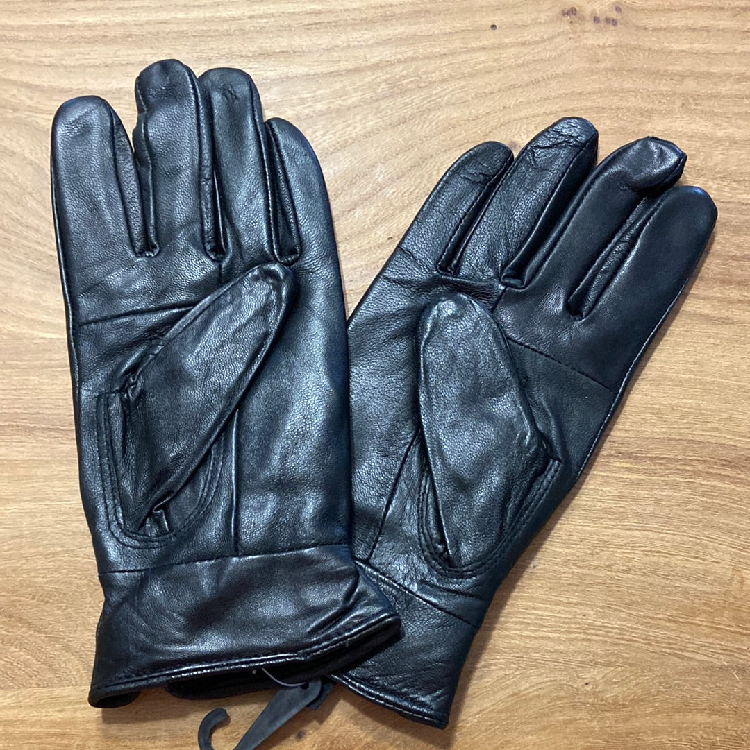 Gants doublés en cuir d’agneau avec bouton au poignet