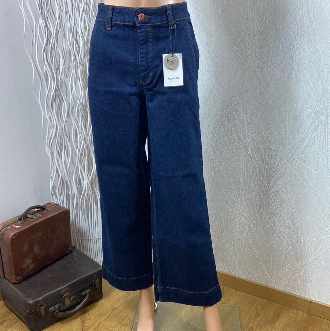 Jeans bleu taille haute jambes larges Bykato Bykomma Crop B.Young - Offre-Unique