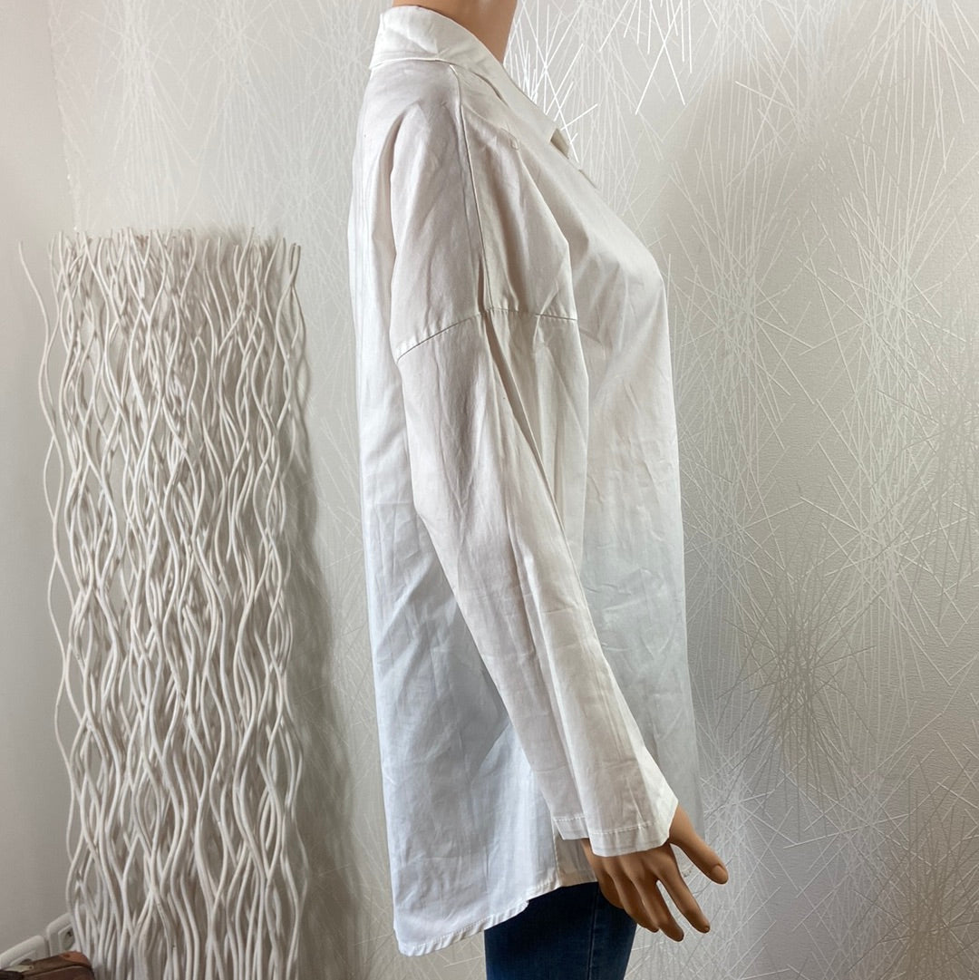 Blouse blanche col chemise coupe ample New Collection