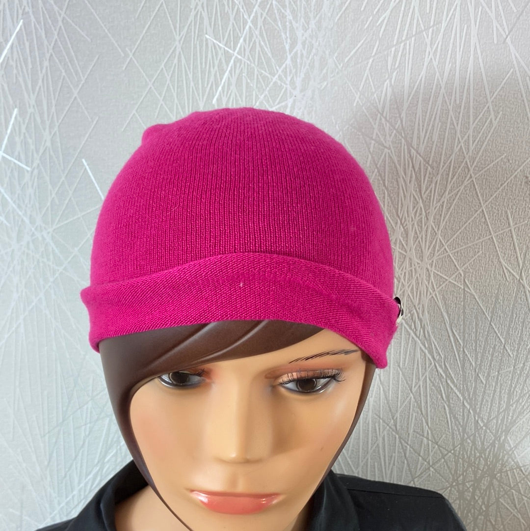 Bonnet tricot fin Surkana rose femme