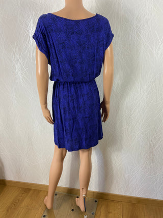 Robe bleue manches courtes motif léopard Arkitect