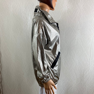 Veste femme argentée ajourée avec capuche dissimulée I Code