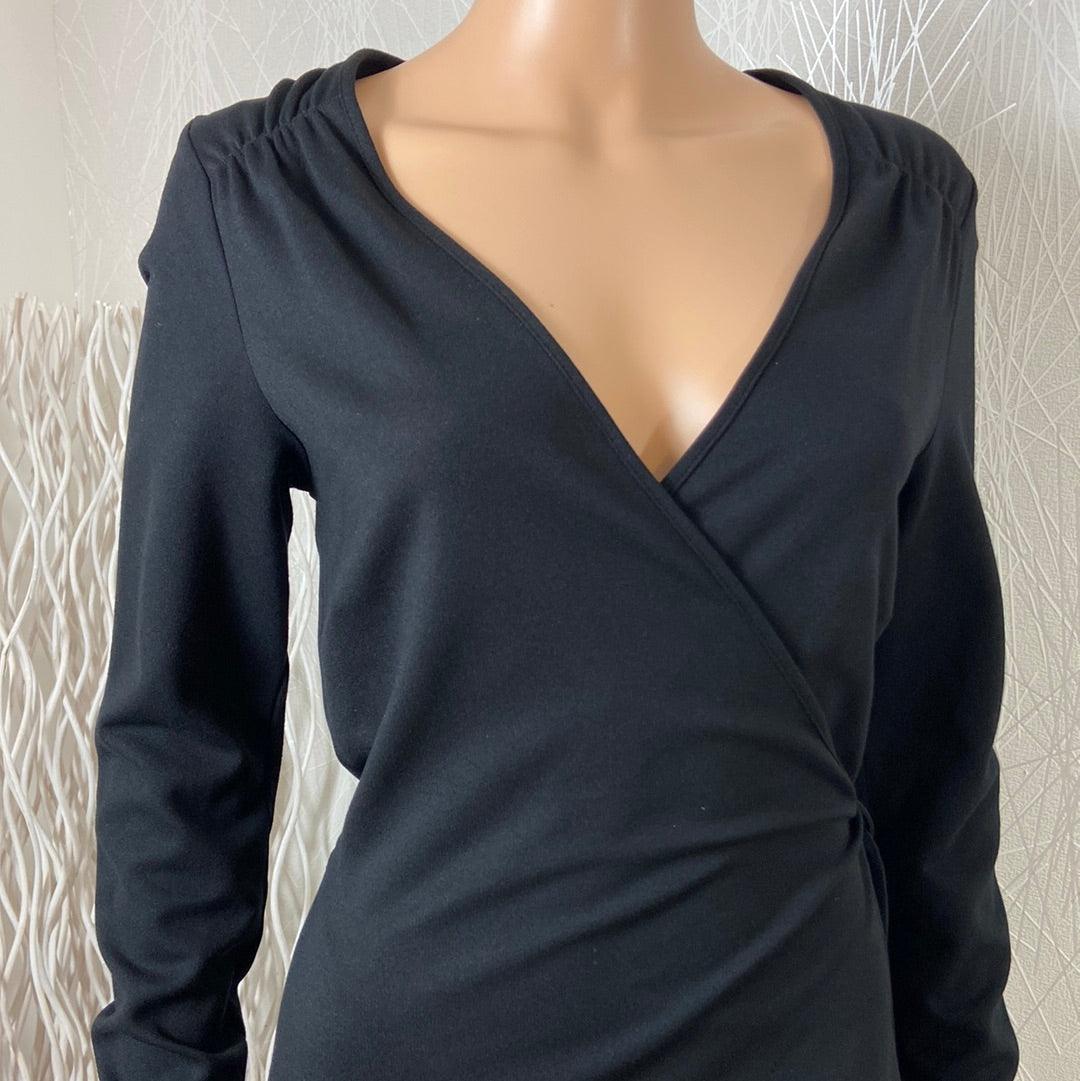 Robe noire portefeuille manches longues cordon Mandy Milano King Louie - Offre-Unique