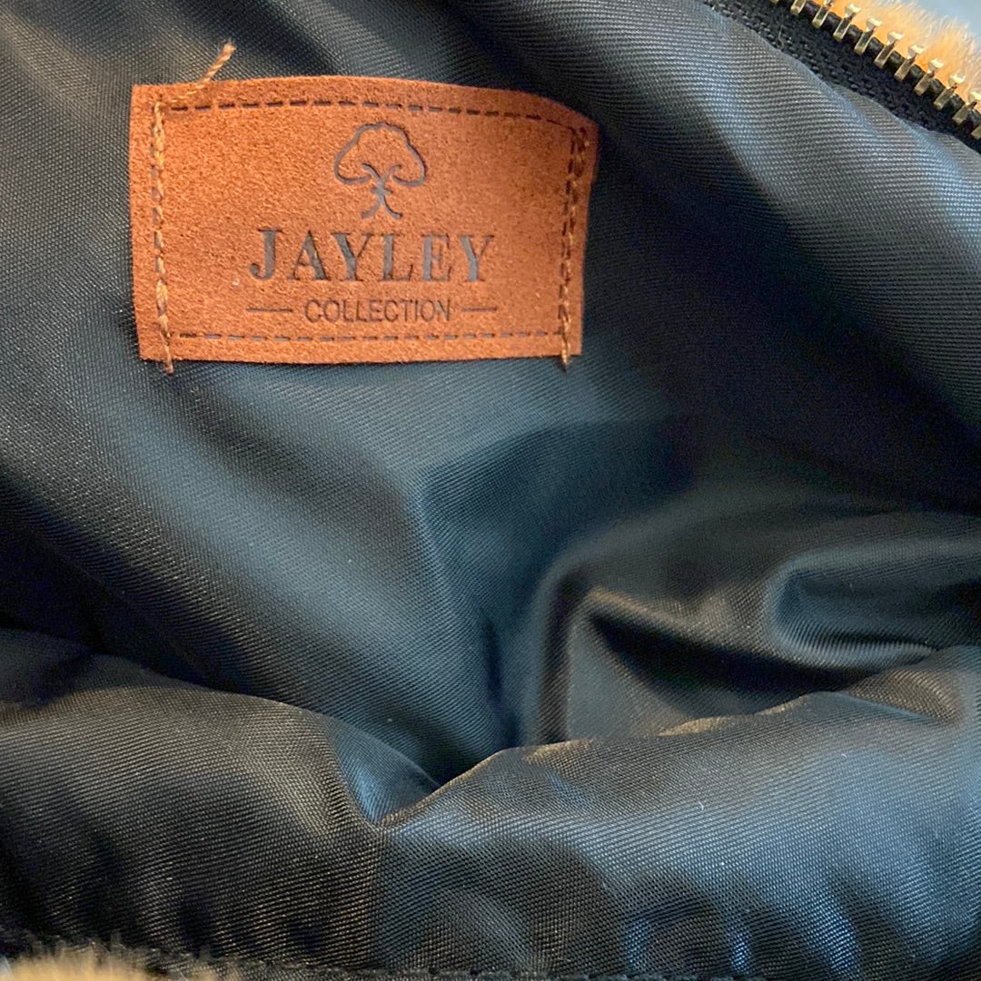 Sac banane en fourrure synthétique carreaux marron Jayley