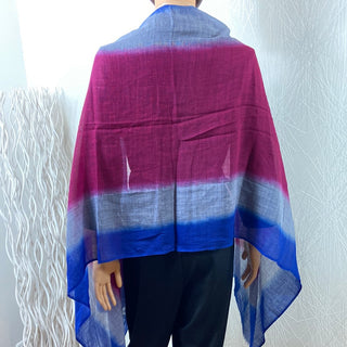 Écharpe tricolore en laine et soie