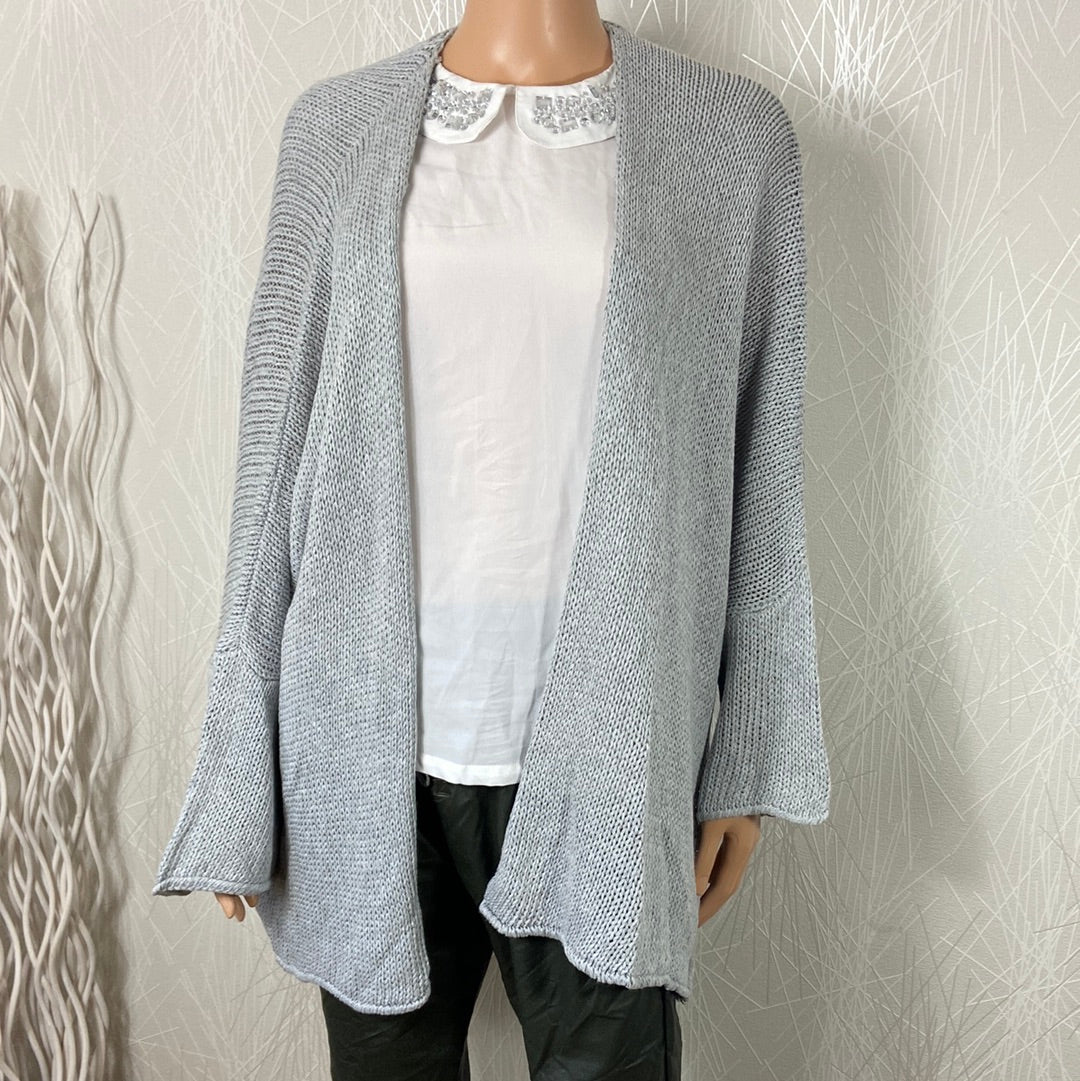 Gilet gris coton manches longues Made In Italy