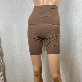 Short panty marron taille haute stretch tissu microfibre fin modele Lasiv Ichi