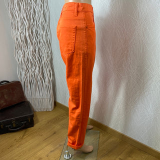 Pantalon femme coton orange taille normale coupe droite Il Sole