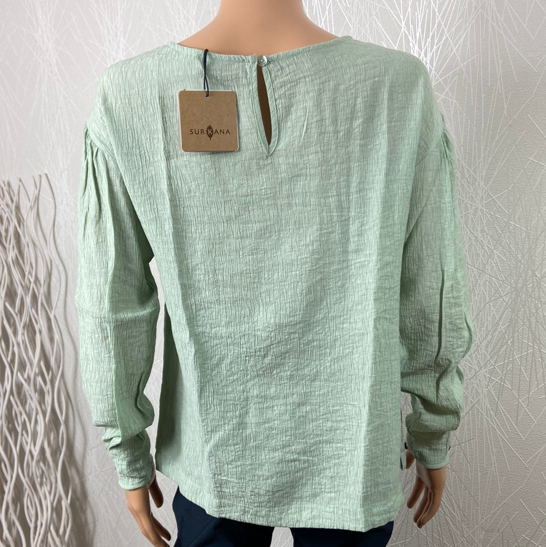 Blouse coupe droite vert eau modèle Libu Surkana