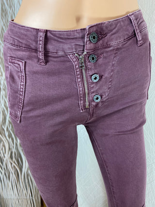 Pantalon violet taille mi-haute en coton