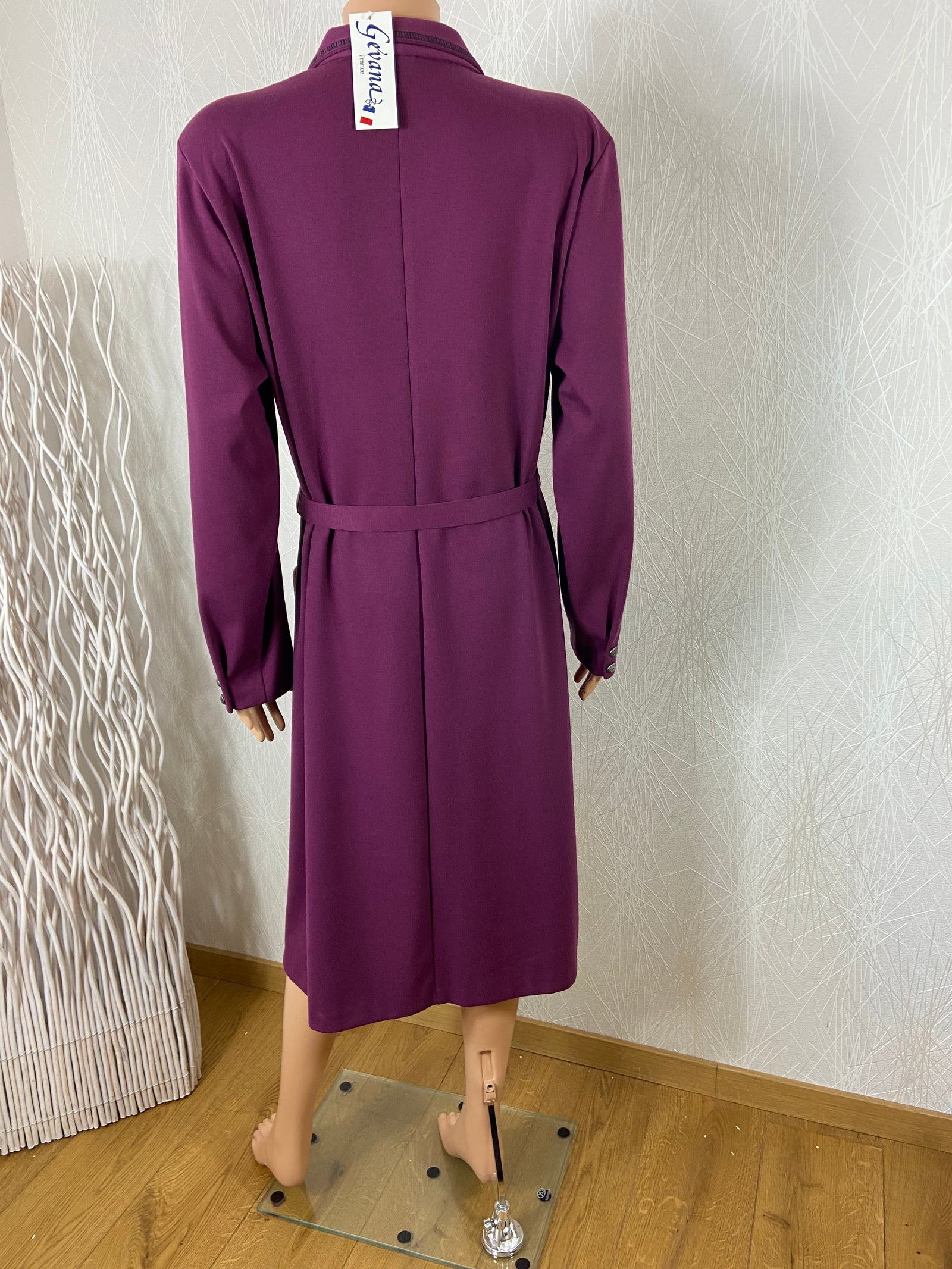 Robe hiver rouge bordeaux manches longues coupe droite Gévana