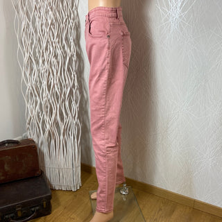 Jeans coton denim rose femme taille mi-haute Yes Design