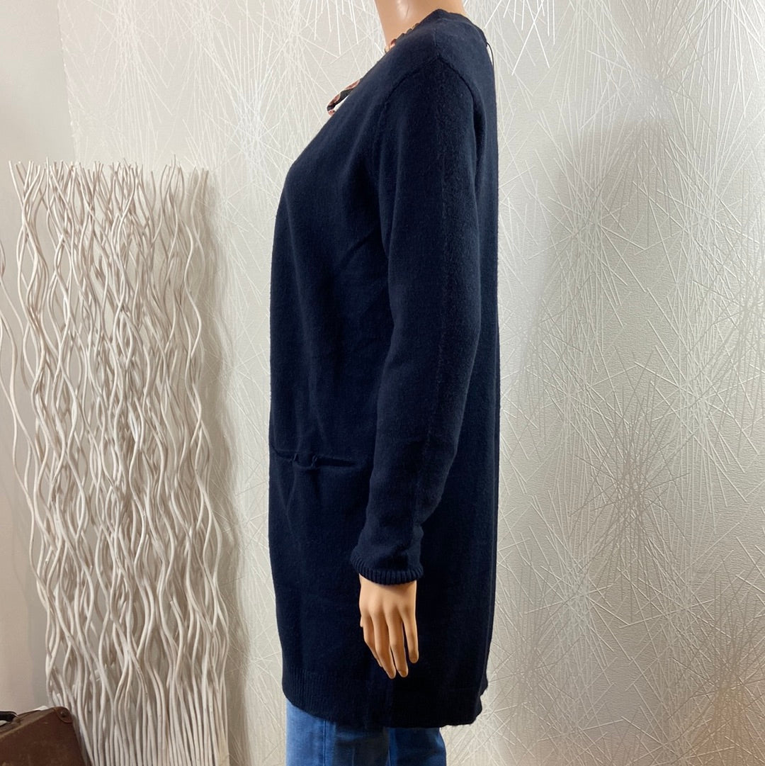 Gilet long cardigan femme bleu marine modèle Bynonina B.Young