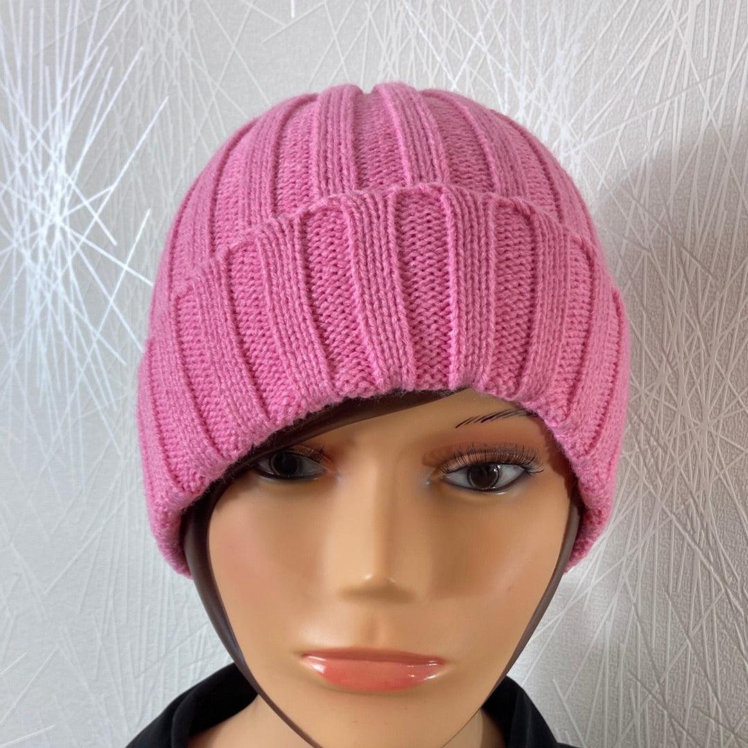 Bonnet pour femme tricot rose - Offre-Unique