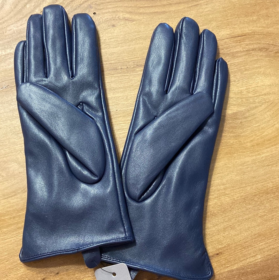 Gants doublés en cuir synthétique bleu Jia Mei