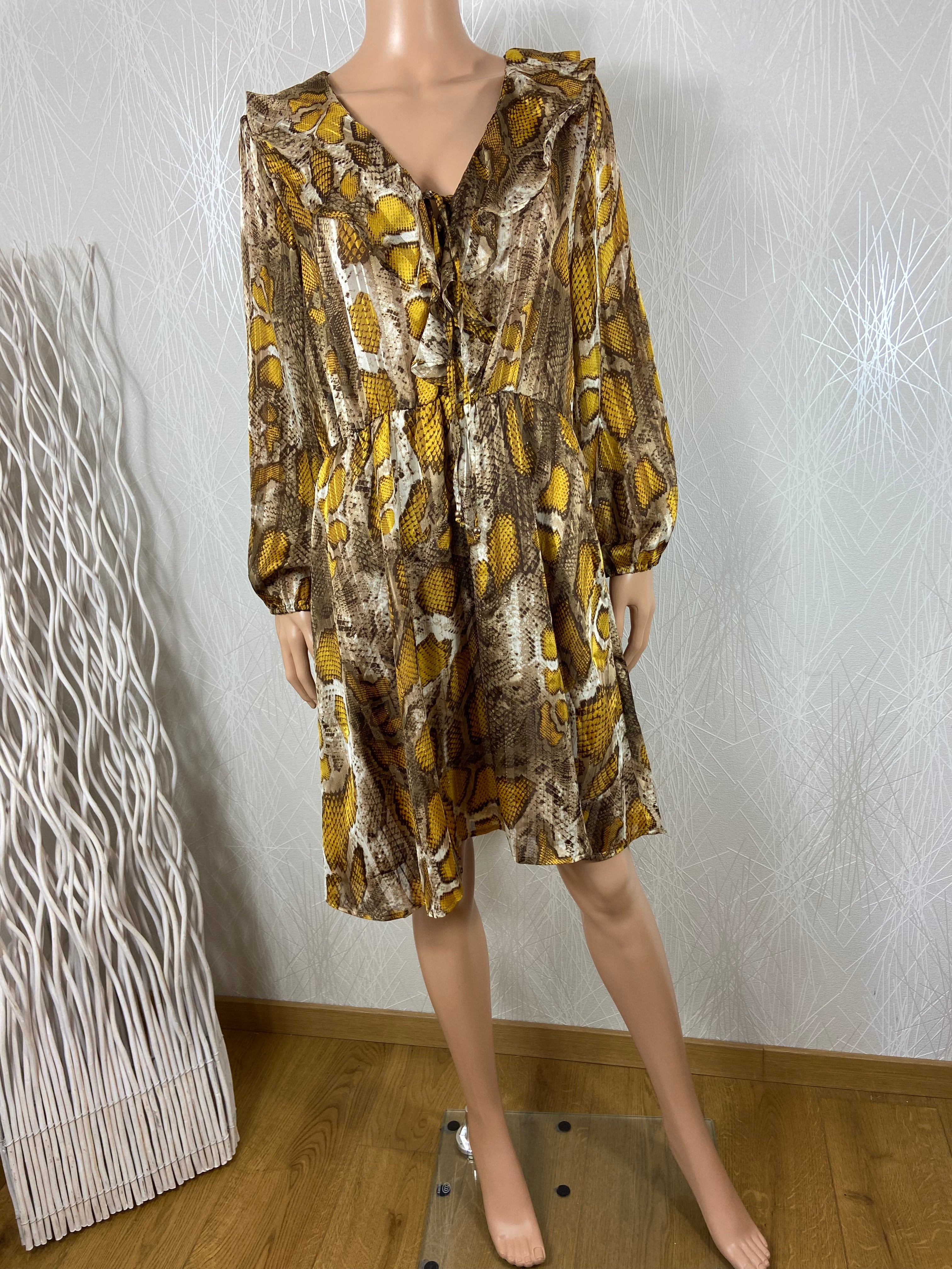 Robe cintrée multicolore à volant Jus Orange Paris